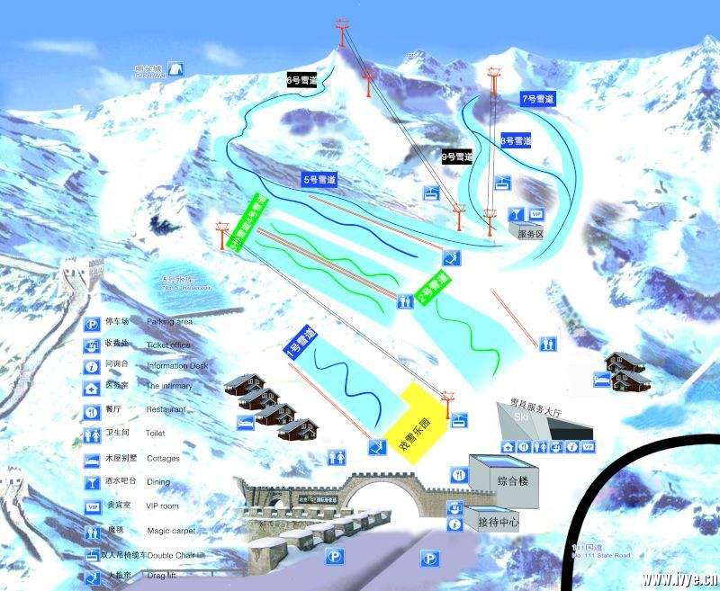 怀北滑雪场雪道图,怀北滑雪场雪道路线图,怀北滑雪场雪道长度